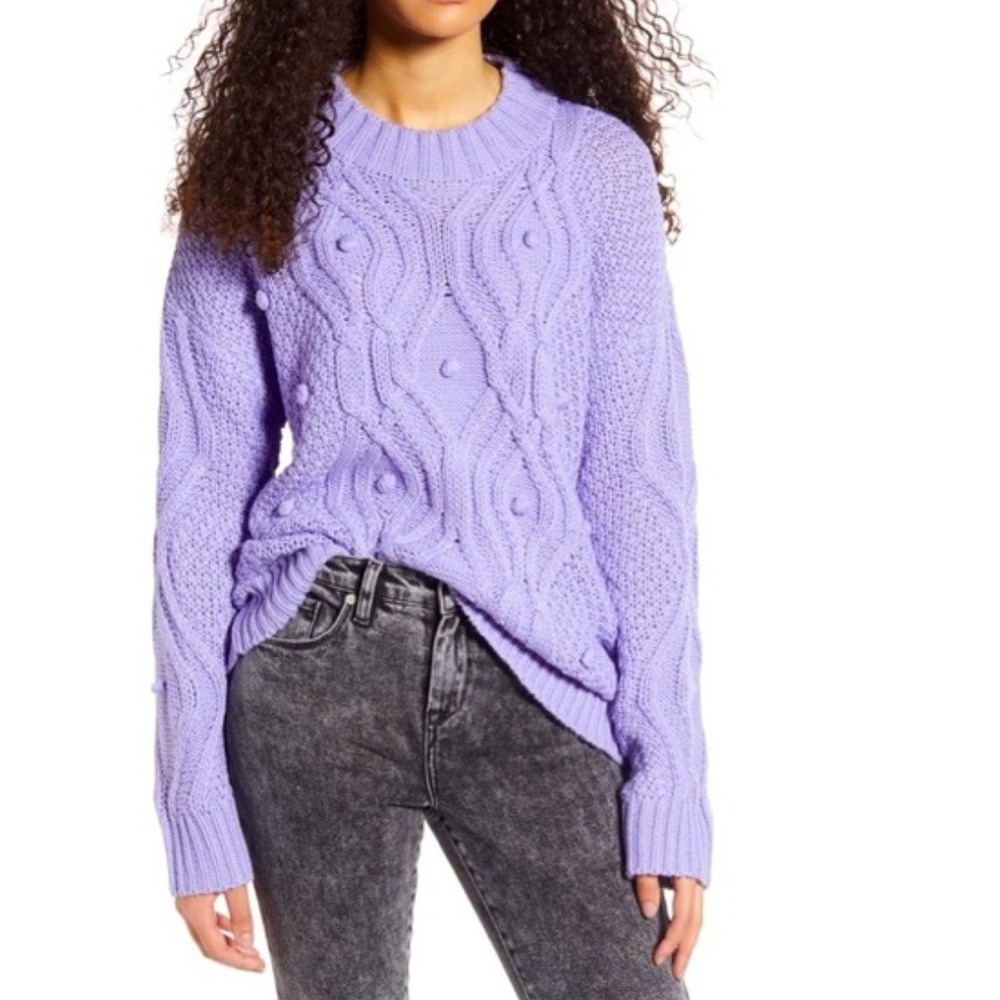 Cotton emporium Lilac Purple Chunky Cable Knit Oversized Sweater. Size Medium
